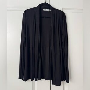 Michael Stars Black Open Front Waffle Weave Knit Cardigan Sweater One Size